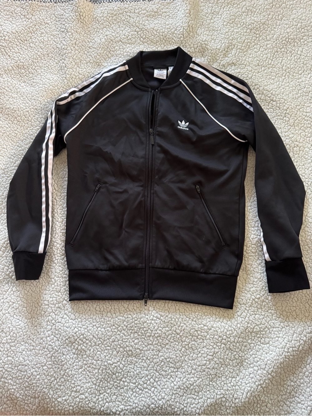 adidas Black Lightweight Track Jacket with White Stripes